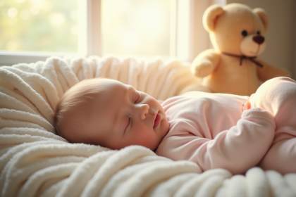 Bébé endormi dans une chambre lumineuse et douce