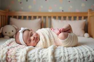 Bébé fille endormie paisiblement dans un berceau