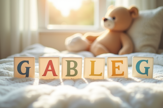 Cartes de prénoms bébé avec G sur une couverture blanche