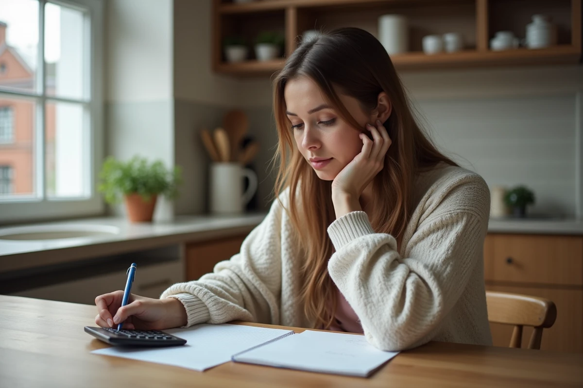 Femme en train de gérer ses finances à la maison