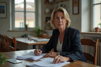 Femme d'âge moyen en tenue professionnelle à la cuisine