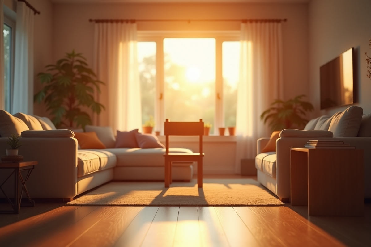 Salon chaleureux avec chaise vide lors d
